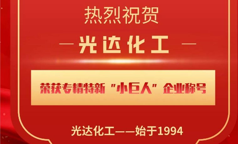 喜報！光達化工榮獲專精特新“小巨人”企業(yè)稱號！